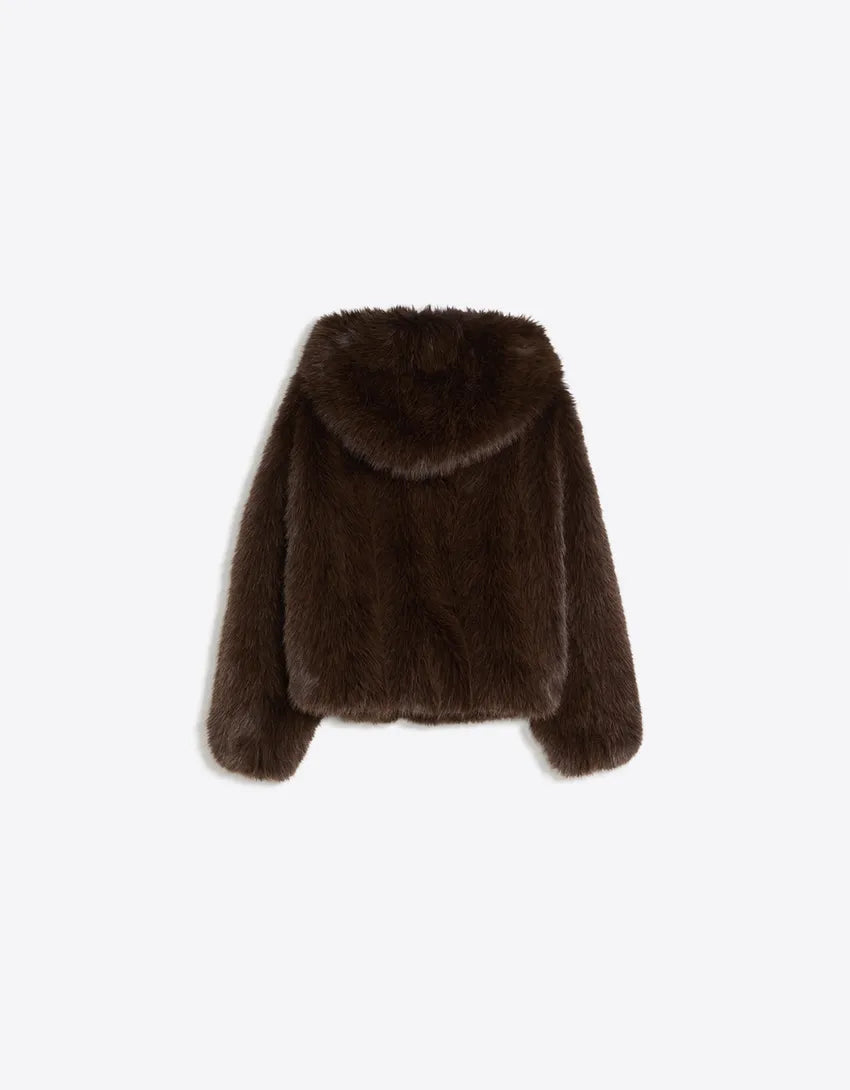 Blouson fourrure à capuche